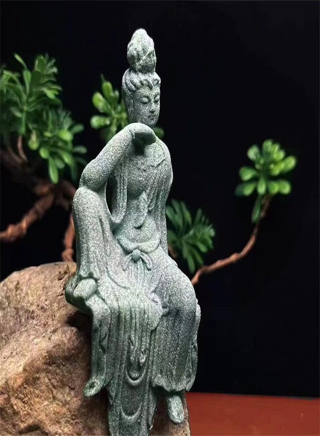 livelyfish Fish Tank Decorations Buddha Statue Aquarium Guanyin Buddha Figurines Asian Zen Sandstone Statues, A - Image 4